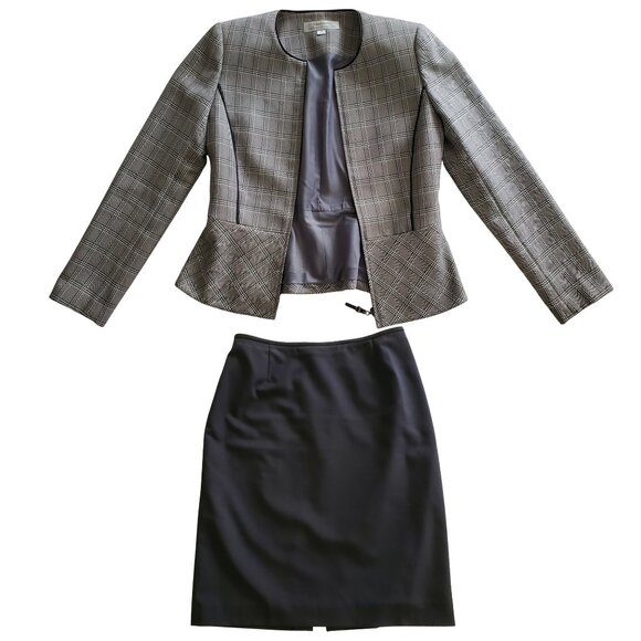 Tahari ASL Zip Front Plaid Skirt Suit with Peplum Size 4 - Picture 5 of 16